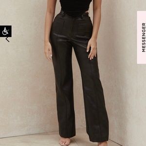 House of CB GRAINNE  BLACK VEGAN LEATHER TROUSERS